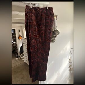 Anthropologie Women’s Patterned Burgundy Dress Pants